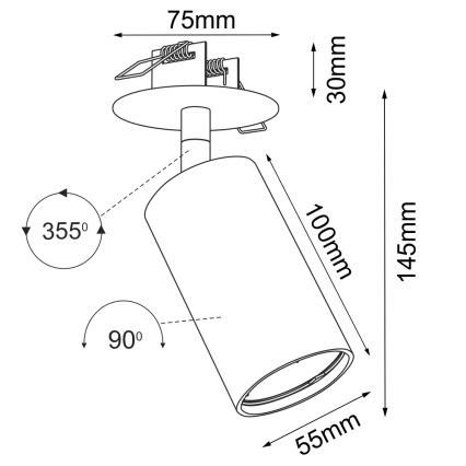Brosline - Spot încastrat pentru tavan 1xGU10/10W/230V negru