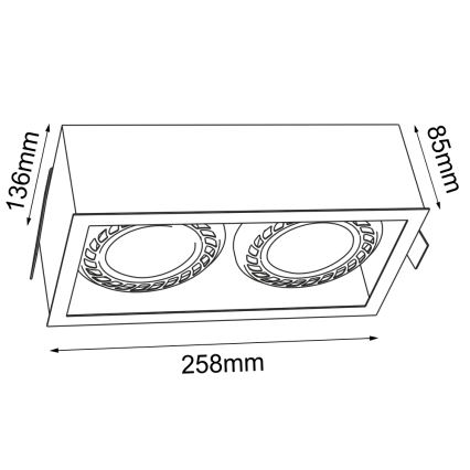 Brosline - Spot încastrat pentru tavan 2xGU10/18W/230V, negru