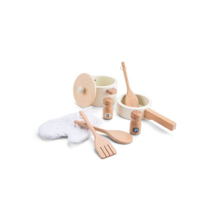 Bucătărie din lemn cu accesorii New Classic Toys alb/ratan