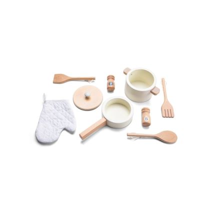 Bucătărie din lemn cu accesorii New Classic Toys alb/ratan