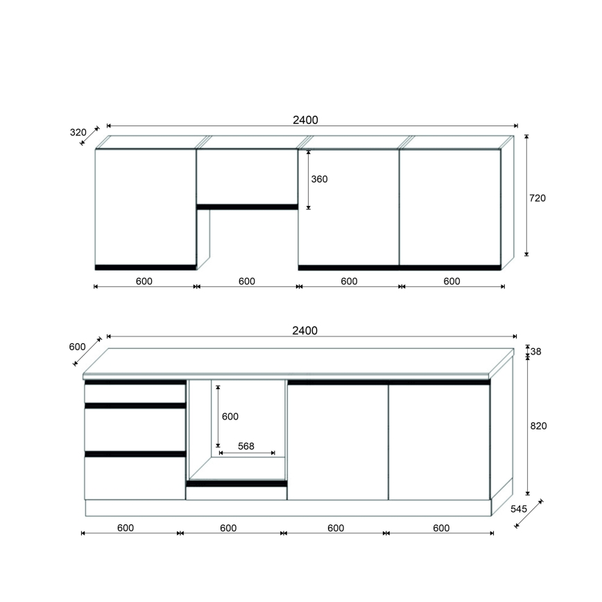 Bucătărie MARINA 240 cm, stejar craft