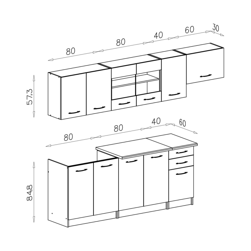 Bucătărie MARISA 260 cm, albă