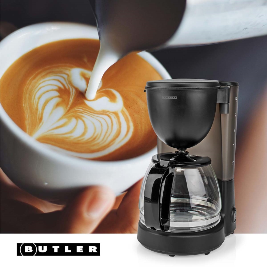 Butler - Cafetieră cu filtru 1,25 l, cu funcție de menținere a temperaturii, 750 W/230 V, neagră