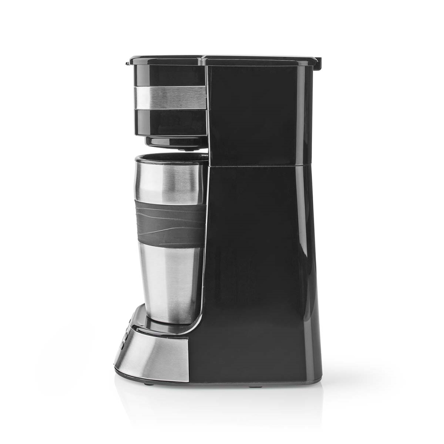 Butler - Cafetieră pentru o ceașcă, 0,4 l, cu temporizator și cană termică de călătorie, 750W/230V, inox/negru