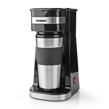 Butler - Cafetieră pentru o ceașcă, 0,4 l, cu cană de călătorie, 750W/230V, inox/negru