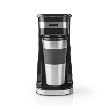 Butler - Cafetieră pentru o ceașcă, 0,4 l, cu cană de călătorie, 750W/230V, inox/negru