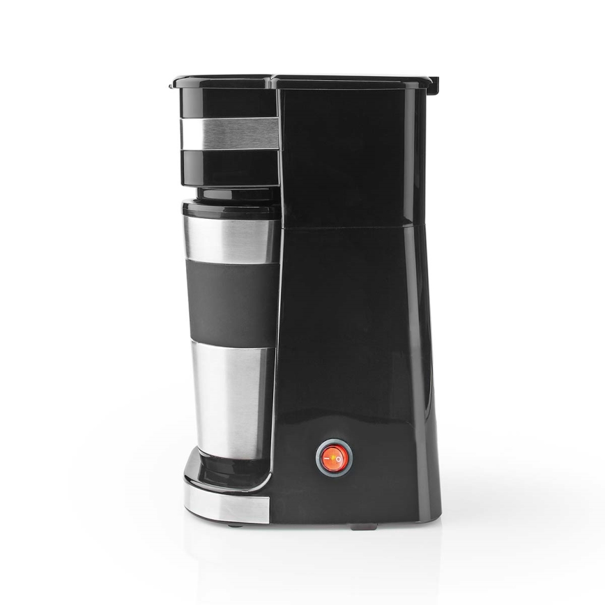 Butler - Cafetieră pentru o ceașcă, 0,4 l, cu cană de călătorie, 750W/230V, inox/negru