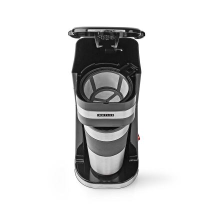 Butler - Cafetieră pentru o ceașcă, 0,4 l, cu cană de călătorie, 750W/230V, inox/negru