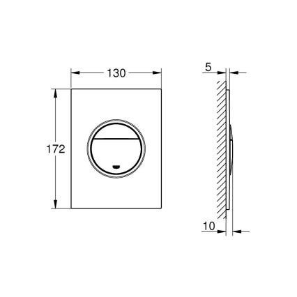 Buton de acționare GROHE NOVA COSMOPOLITAN S, 130 × 172 mm, grafit - 37601AL0