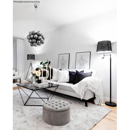 ByRydens - Lampă de podea LED ORLANDO, 1x E27/5W/230V + LED/3W, neagră, Ø 36 cm