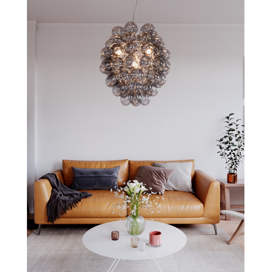 ByRydens - Lustra suspendată pe cablu DELUXE 4xE14/5W/230V gri/fumuriu