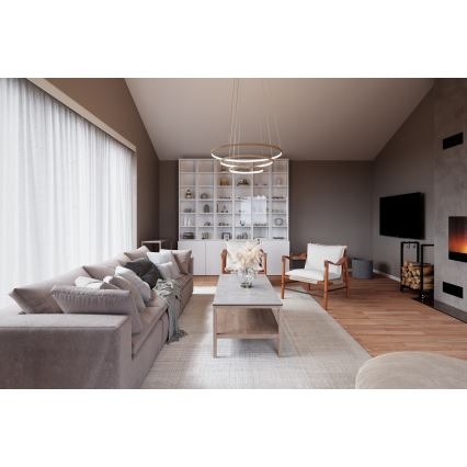 ByRydens - Pendul LED pe cablu TRIONE LED/45W/230V, bej, Ø 80 cm