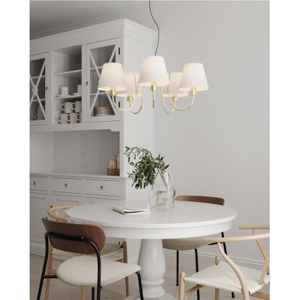 ByRydens - Lampă suspendată pe cablu LYNF 5xE14/8W/230V alamă/alb