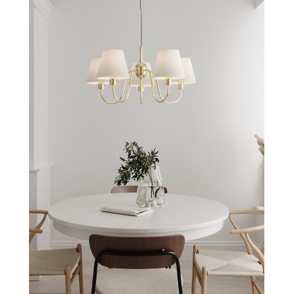 ByRydens - Lampă suspendată pe cablu LYNF 5xE14/8W/230V alamă/alb