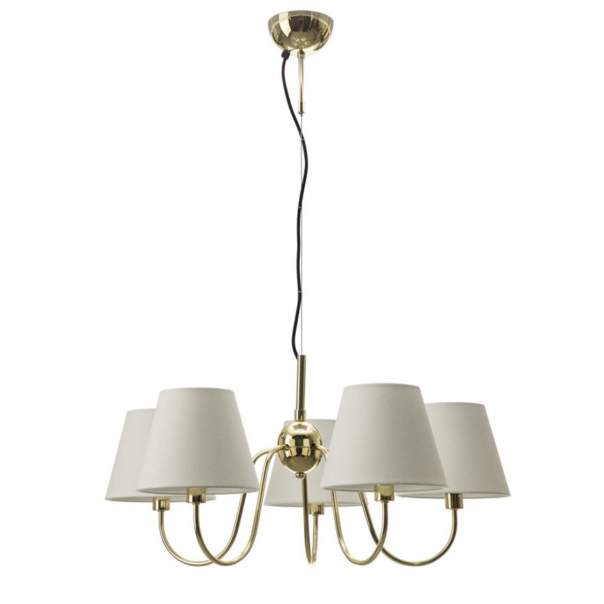 ByRydens - Lampă suspendată pe cablu LYNF 5xE14/8W/230V alamă/alb