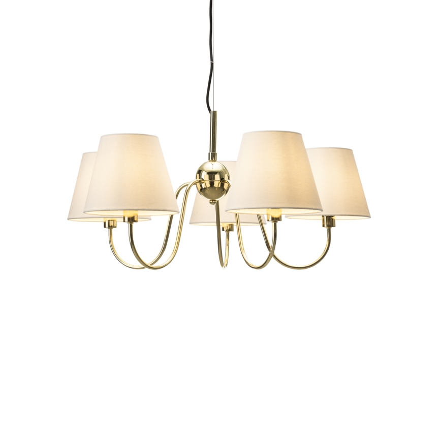 ByRydens - Lampă suspendată pe cablu LYNF 5xE14/8W/230V alamă/alb