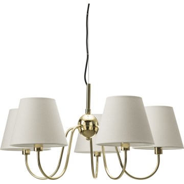 ByRydens - Lampă suspendată pe cablu LYNF 5xE14/8W/230V alamă/alb