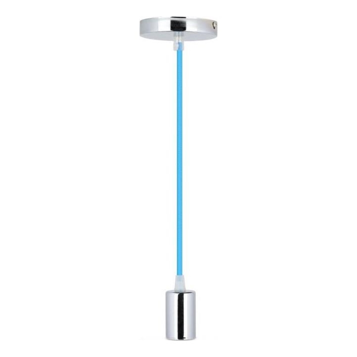 Cablu de alimentare 1xE27/60W/230V albastru/crom lucios
