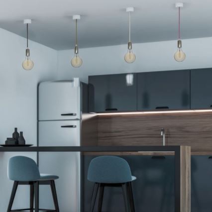 Cablu de alimentare 1xE27/60W/230V albastru/crom lucios