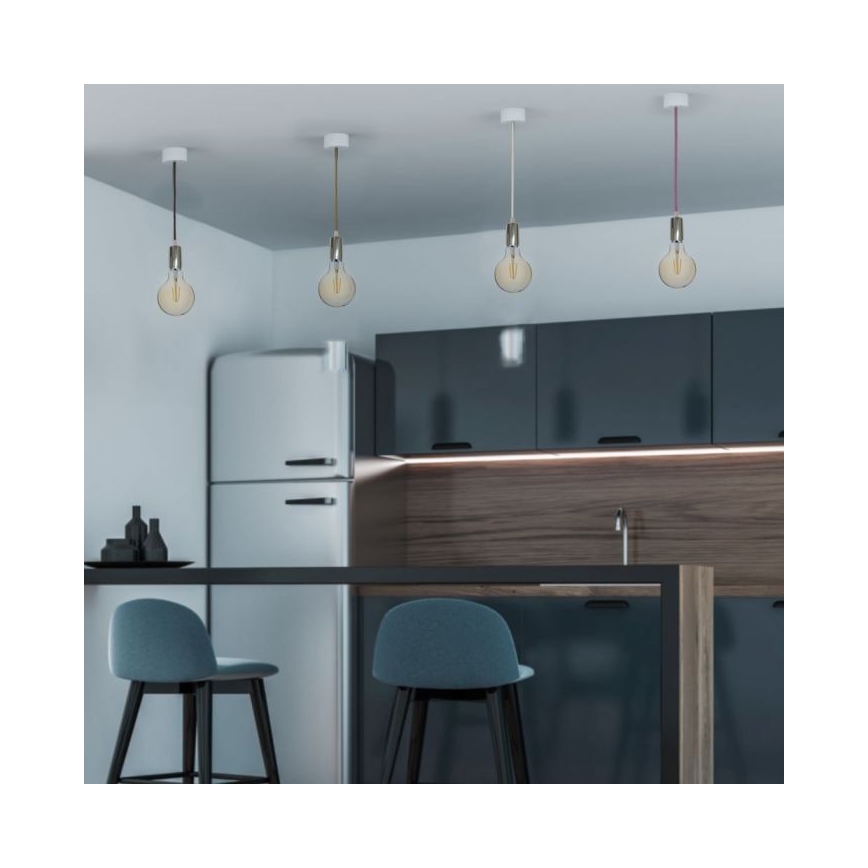 Cablu de alimentare 1xE27/60W/230V albastru/crom lucios