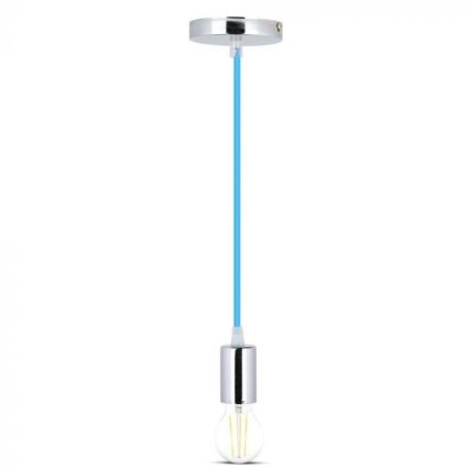 Cablu de alimentare 1xE27/60W/230V albastru/crom lucios
