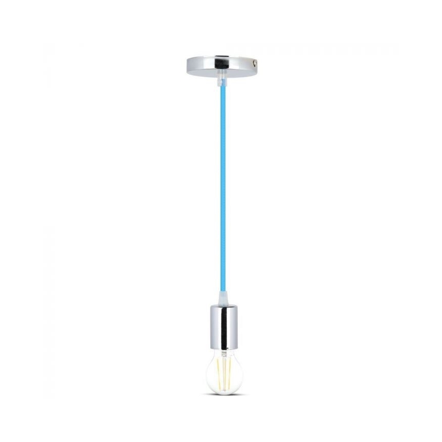 Cablu de alimentare 1xE27/60W/230V albastru/crom lucios