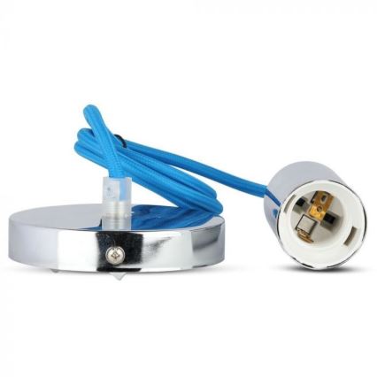 Cablu de alimentare 1xE27/60W/230V albastru/crom lucios