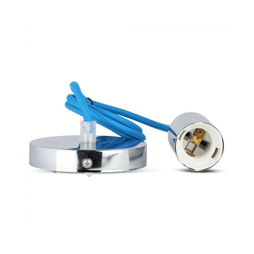 Cablu de alimentare 1xE27/60W/230V albastru/crom lucios