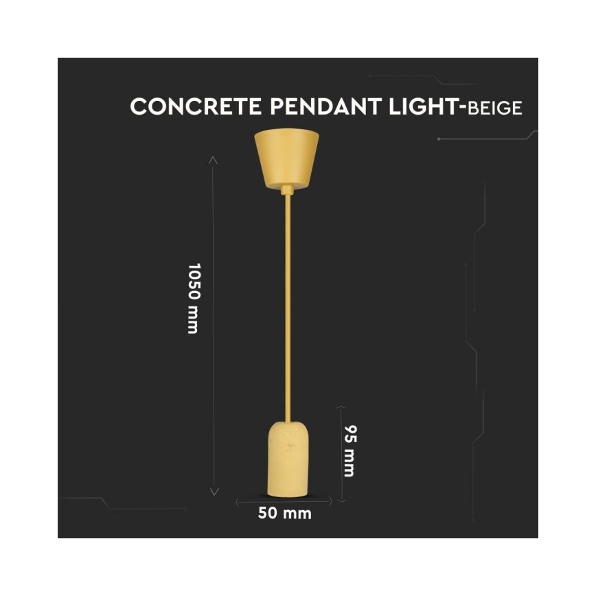 Cablu de alimentare 1xE27/60W/230V beton/bej