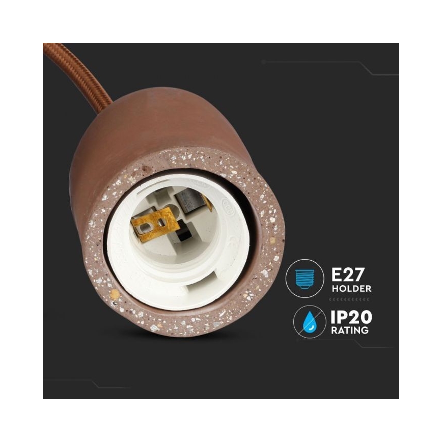 Cablu de alimentare 1xE27/60W/230V beton/maro