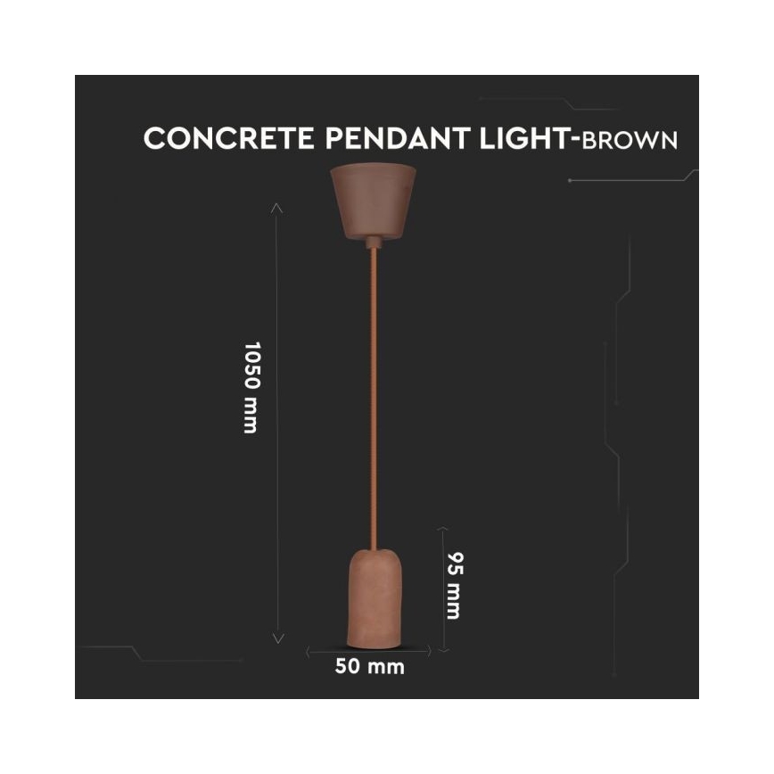 Cablu de alimentare 1xE27/60W/230V beton/maro