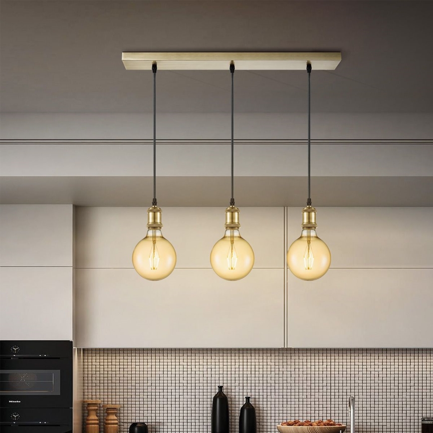 Cablu de alimentare VINTAGE 3xE27/40W/230V alama