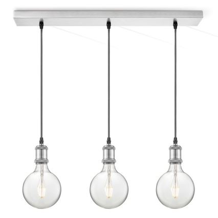 Cablu de alimentare VINTAGE 3xE27/40W/230V crom mat