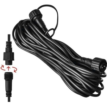 Cablu prelungitor de exterior pentru șiruri luminoase interconectabile, 10 m, IP44, negru