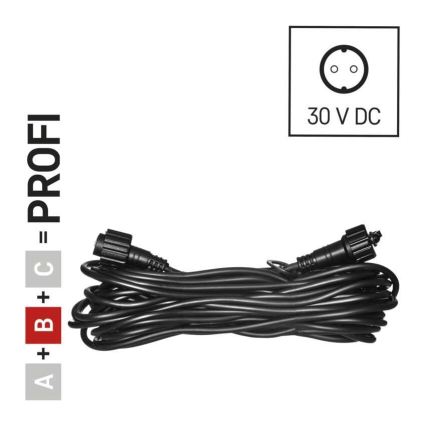 Cablu prelungitor de exterior pentru șiruri luminoase interconectabile, 10 m, IP44, negru