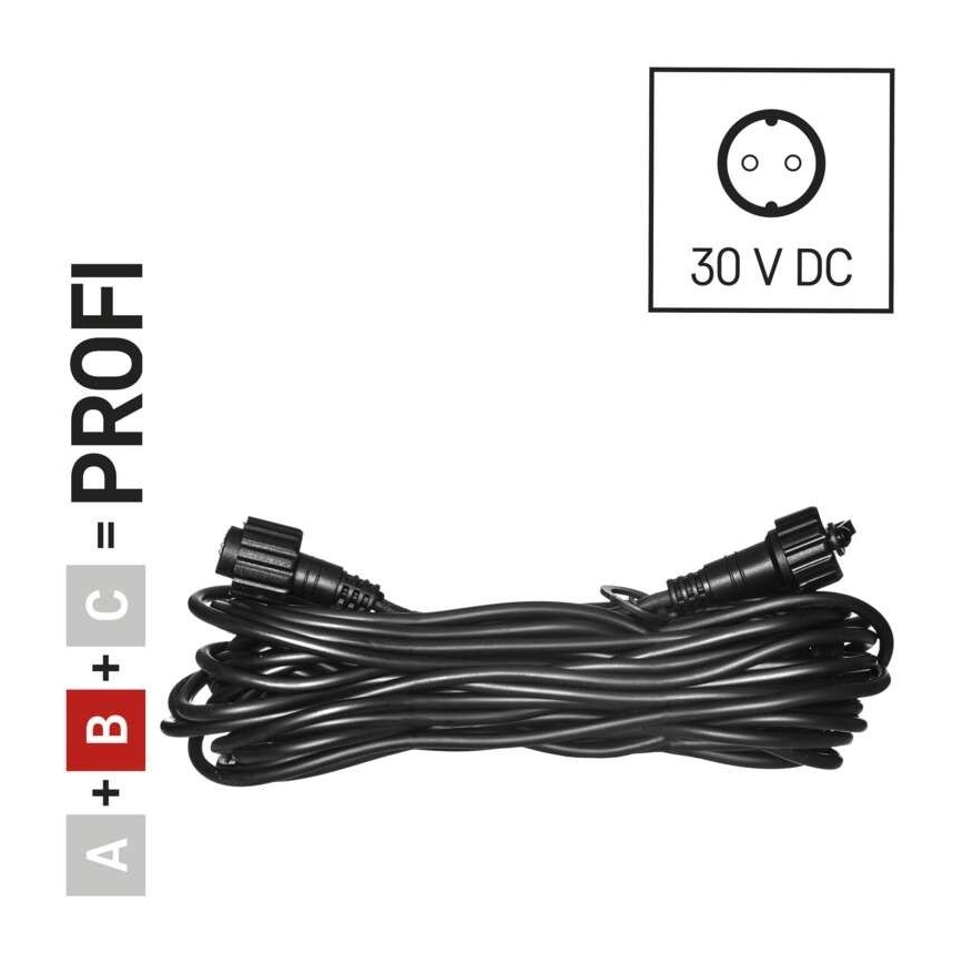 Cablu prelungitor de exterior pentru șiruri luminoase interconectabile, 10 m, IP44, negru
