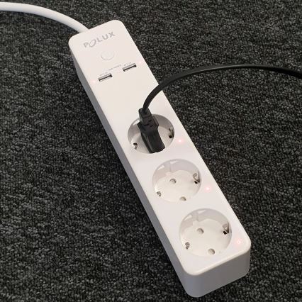 Prelungitor SMART cu întrerupător 1,5 m + 2x USB/Wi-Fi Tuya SCHUKO