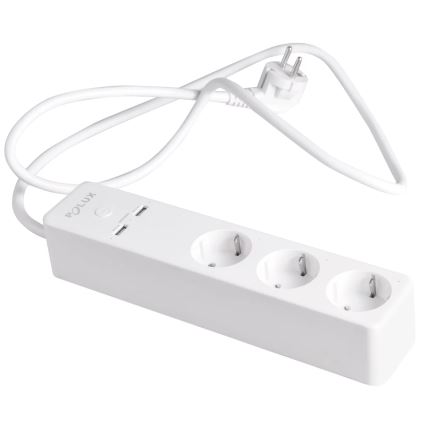 Prelungitor SMART cu întrerupător 1,5 m + 2x USB/Wi-Fi Tuya SCHUKO