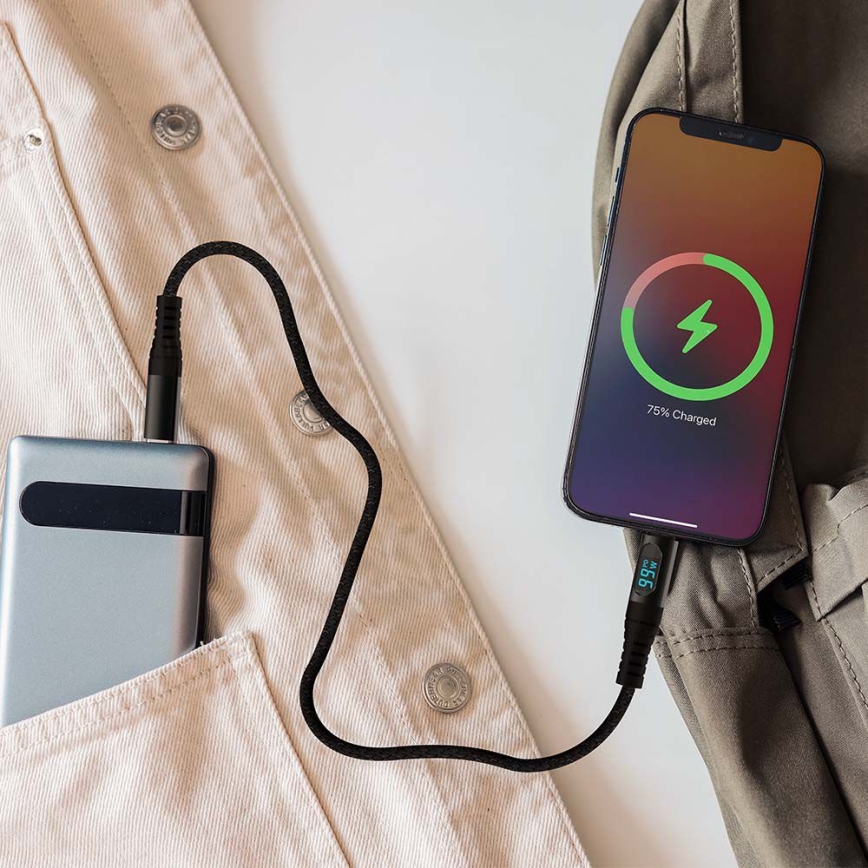 Cablu USB-C cu afișaj LED 100W 1m