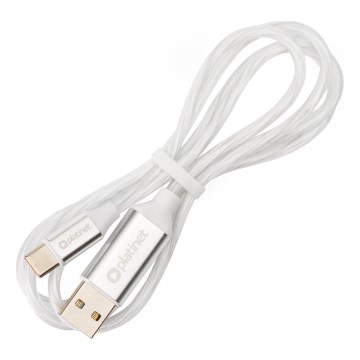 Cablu USB conector USB-A/USB-C cu retroiluminare LED 1m alb