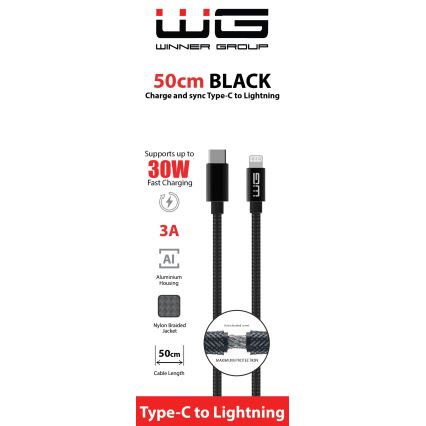 Cablu USB Winner Group Lightning/USB-C 60W 50cm negru