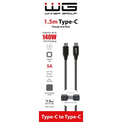 Cablu USB Winner Group USB-C/USB-A 140W 1,5 m negru