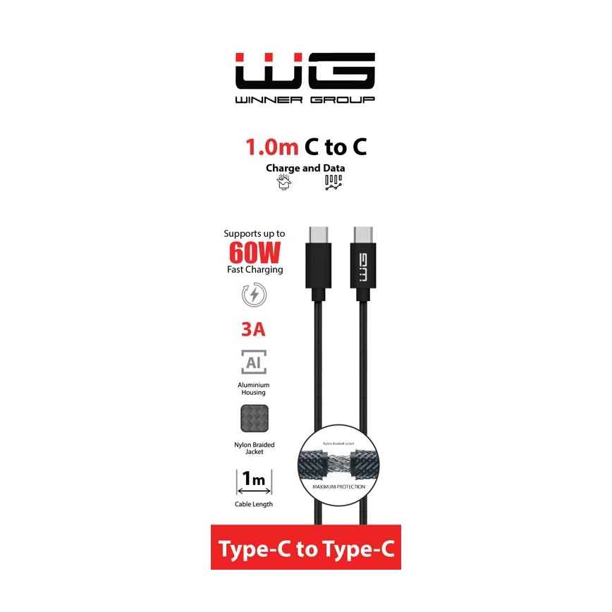 Cablu USB Winner Group USB-C/USB-A 60W 1 m negru