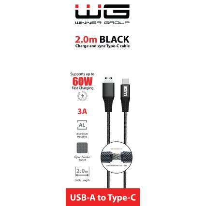 Cablu USB Winner Group USB-C/USB-A 60W 2 m negru