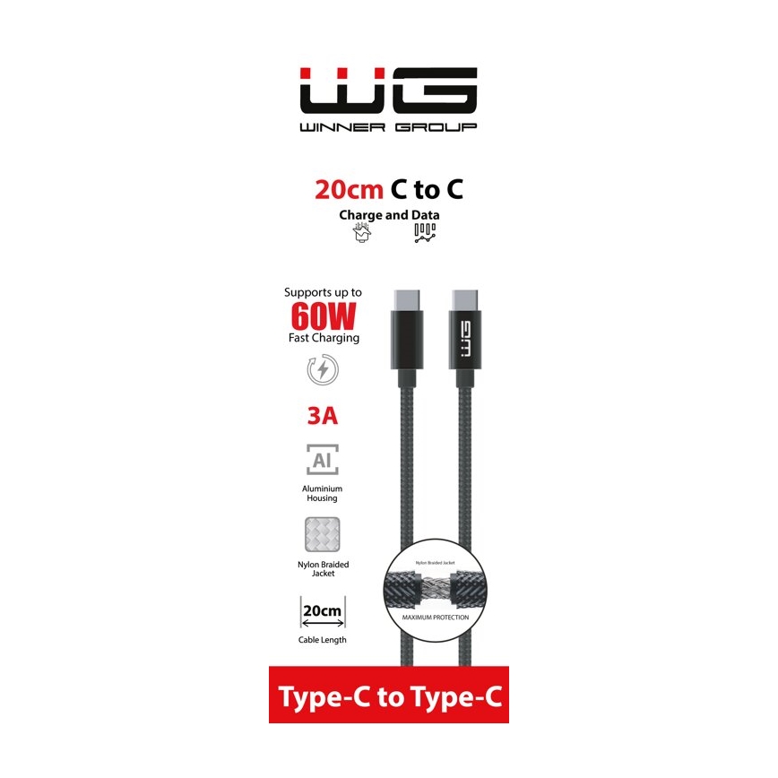 Cablu USB Winner Group USB-C/USB-A 60W 20 cm negru