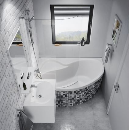 Cadă de colț ROSA 160 x 105 cm, acrilic, alb — Ravak CM21000000