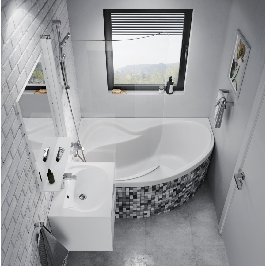 Cadă de colț ROSA 160 x 105 cm, acrilic, alb — Ravak CM21000000