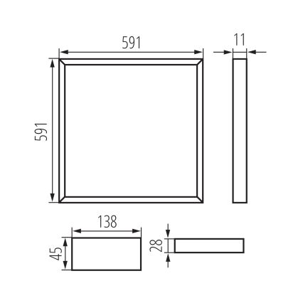 Cadru LED încastrat AVAR LED/32W/230V 3000/4000/6500K 59x59 cm