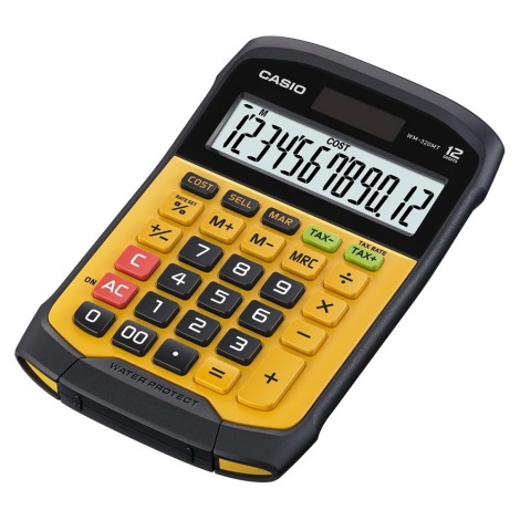 Calculator impermeabil de birou 1xCR2032 IP54 negru/portocaliu Casio