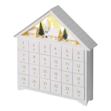 Calendar LED de Advent 8xLED/2xAA alb